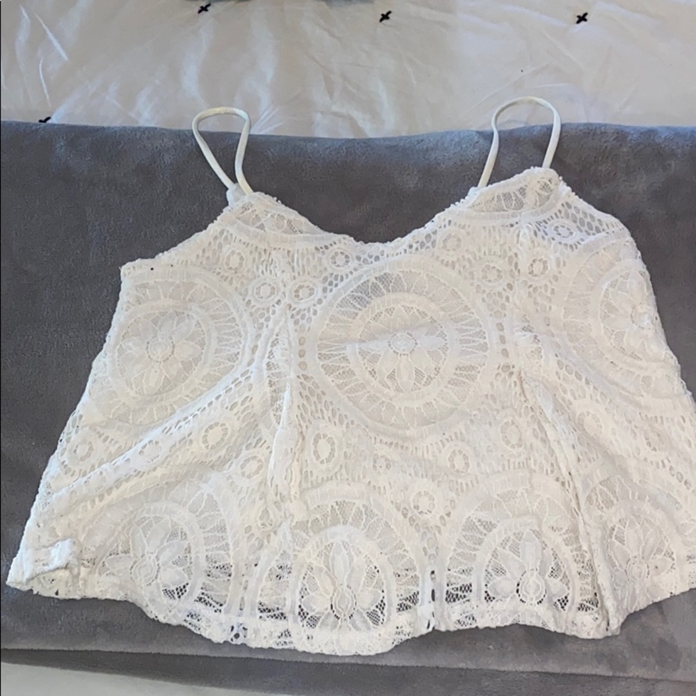 AE white laced thin strapped crop